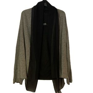Grey Cardigan With Black Chiffon Lining